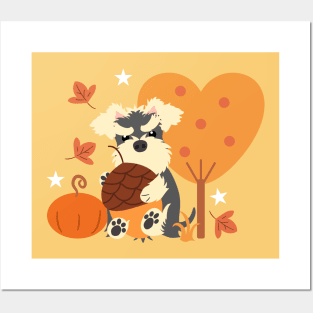 Miniature Schnauzer in Autumn Posters and Art